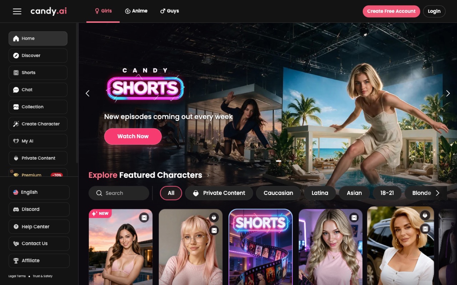Page d’accueil officielle candy.ai capturée le 1er septembre 2026